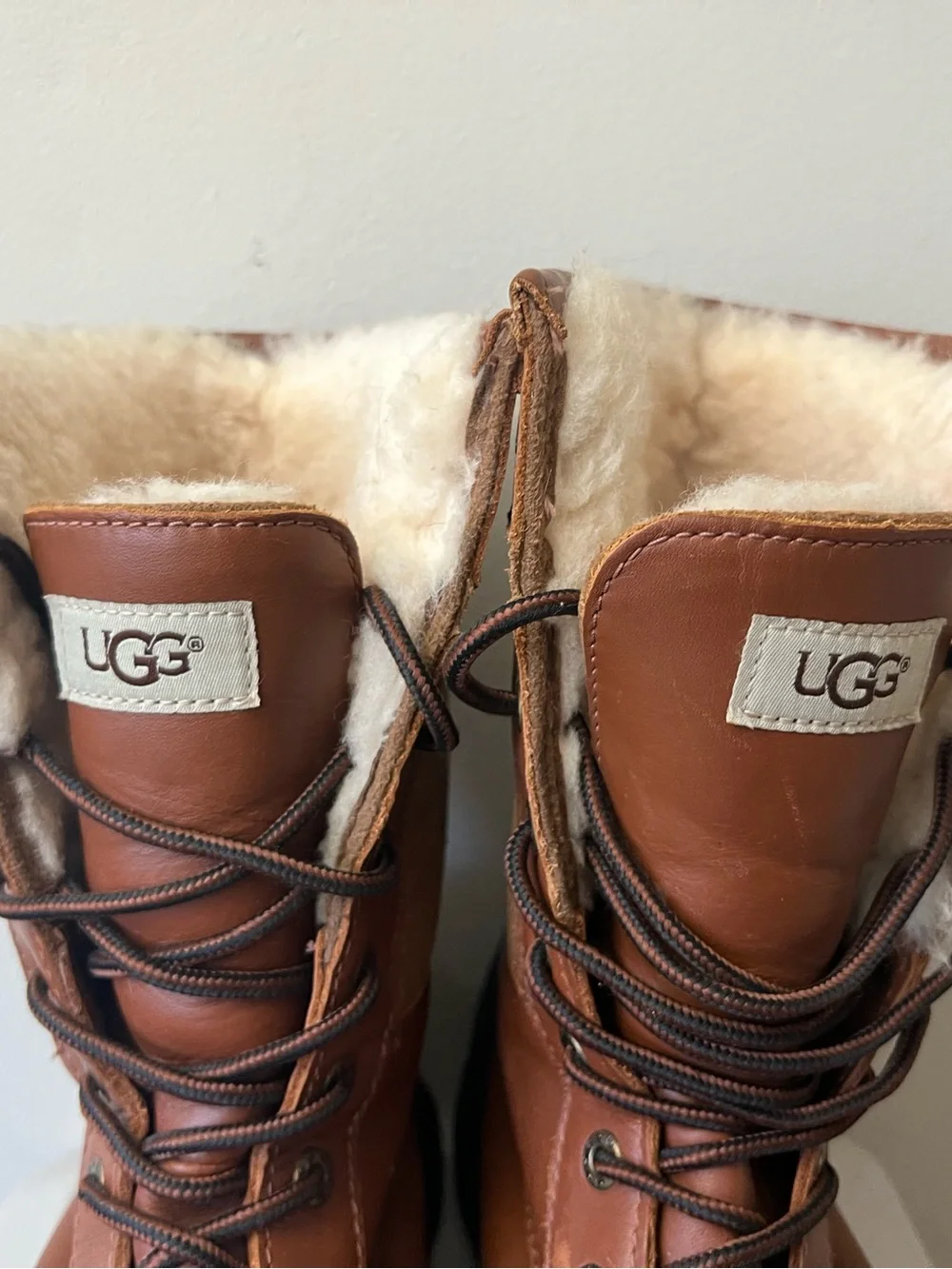 UGG Chestnut Leather & Suede Lace-Up Winter Boots
